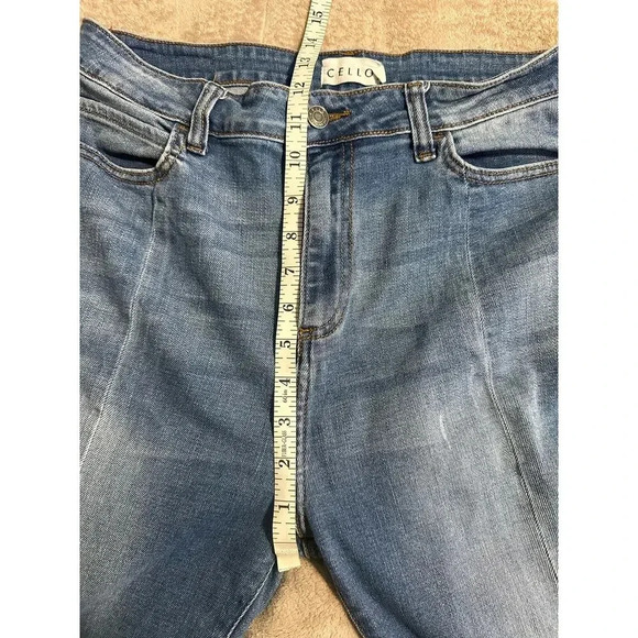 Cello Split Hem Frayed Denim Jeans Size 13 Blue Seam Trendy - Picture 6 of 8